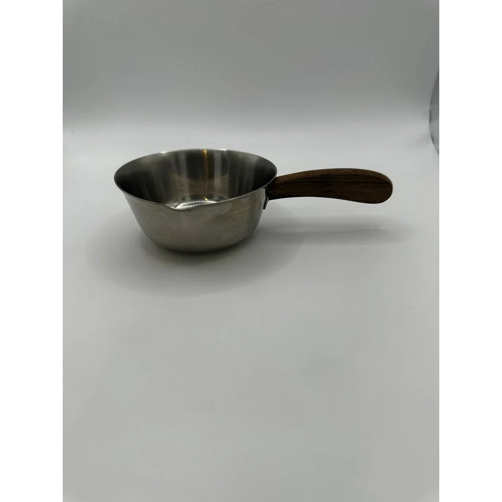 Lundtofte Denmark Stainless Steel Butter Warmer Wood Handle Mid Century Modern